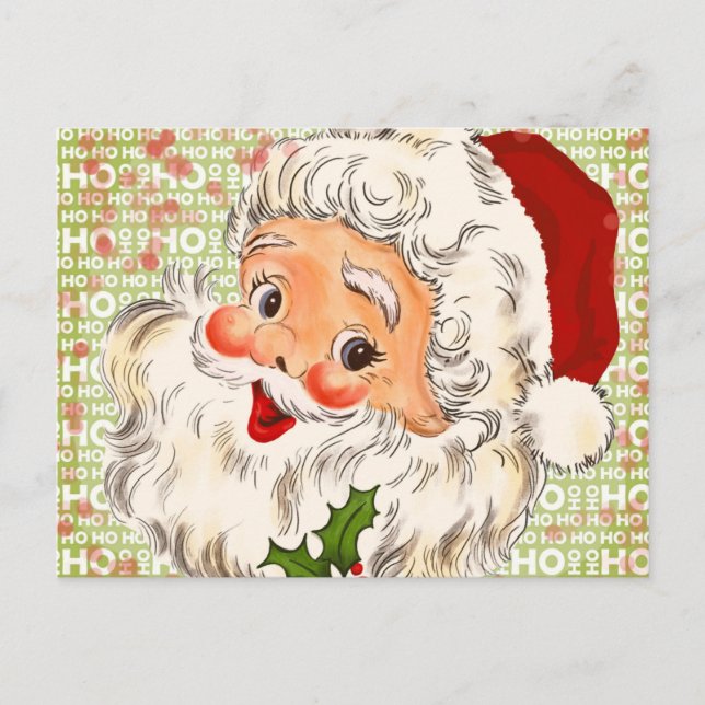 En glad, julgran-grön tomte, del 2 helg vykort (Framsida)