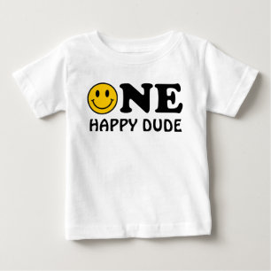 En Glad Kille Anpassad Gul Leende Första Födelseda T Shirt