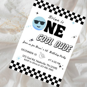 En Glad Kille • Cool & Rolig 1-års Födelsedagsfest Inbjudningar