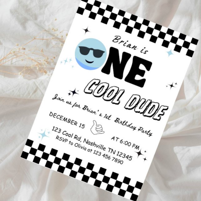 En Glad Kille • Cool & Rolig 1-års Födelsedagsfest Inbjudningar (Skapare uppladdad)