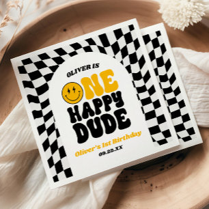 En glad kille Retro Första 1-års födelsedagsfest Pappersservett