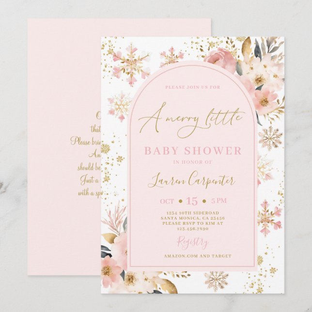 En glad liten baby shower flicka inbjudningar (Fram/baksida)