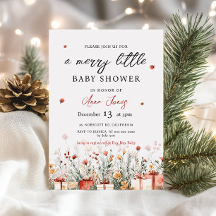 En glad liten baby shower jul blomster inbjudningar