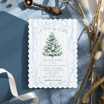 En Glad Liten Blå Jul Bebis Shower