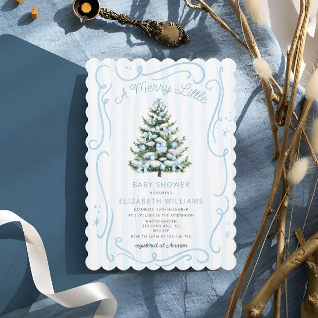 En Glad Liten Blå Jul Bebis Shower Inbjudningar (Skapare uppladdad)