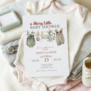 En glad liten flicka baby shower julkläder inbjudningar