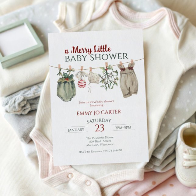 En glad liten flicka baby shower julkläder inbjudningar (Skapare uppladdad)