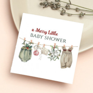 En glad liten flicka baby shower julkläder pappersservett