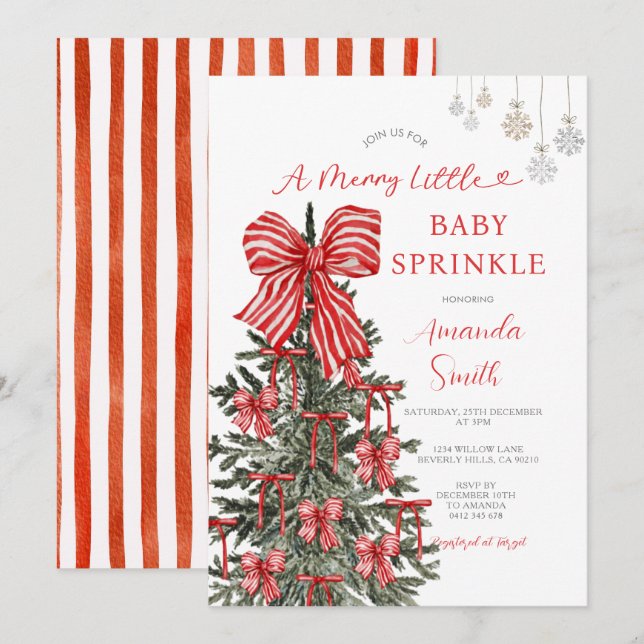 En Glad Liten Jul Baby Sprinkle Inbjudan (Fram/baksida)