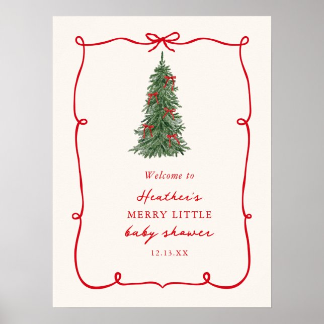 En Glad Liten Jul Bebis Shower Välkomst Poster (Framsidan)