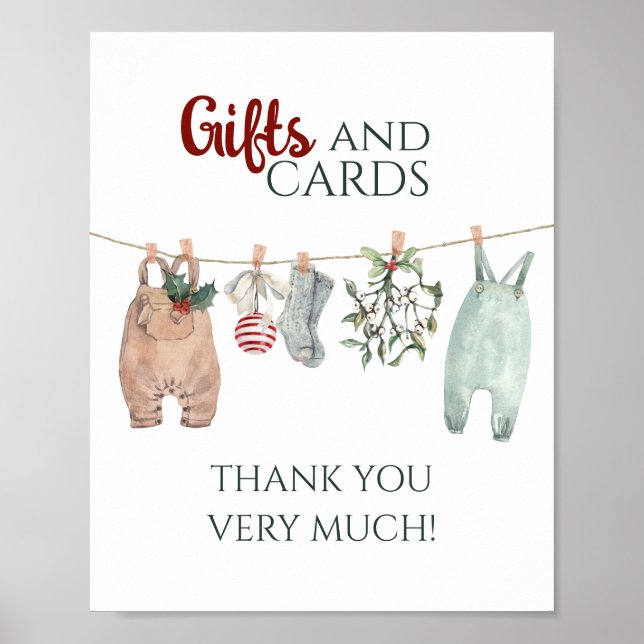 En Glad Liten Jul Kläder Gåvor och Kort  Poster (Framsidan)