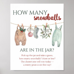En Glad Liten Jul Kläder Hur Många Snöboll Poster