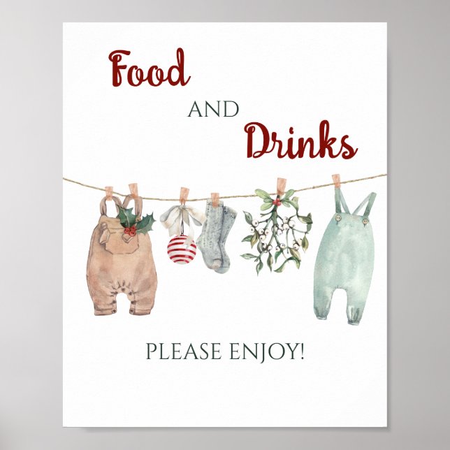 En Glad Liten Jul Kläder Mat och Dryck  Poster (Framsidan)