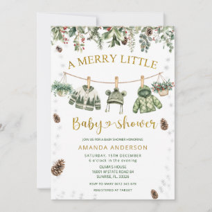 En glad liten jul tvättlinor Baby Shower Inbjudningar