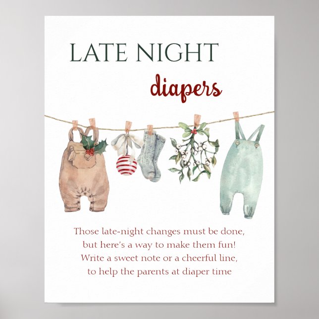 En Glad Liten Julkläder Natt Blöja Poster (Framsidan)
