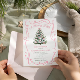 En glad liten rosa bebisshower jul inbjudningar