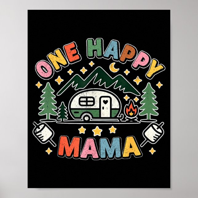 En Glad Mama Camper Första Födelsedag Camping Fami Poster (Framsidan)