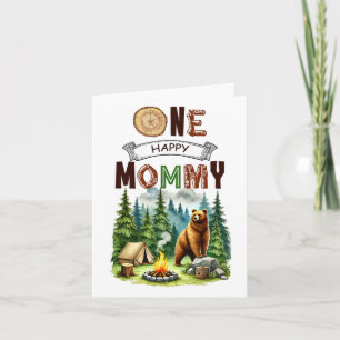 En glad mamma campar Första födelsedagen Camping B Kort