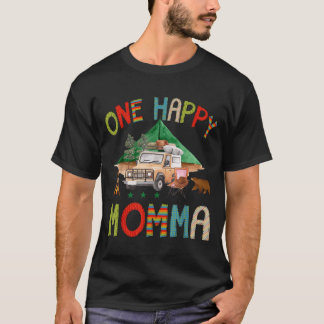 En glad mamma-campare 1-års födelsedags pojke camp t shirt