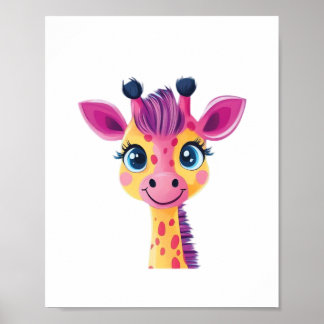 En glad och fantasifull design av en ung giraff poster