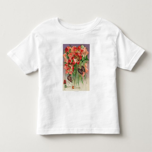 En glad påsk med kvinnahuvudblommor tee (Framsida)