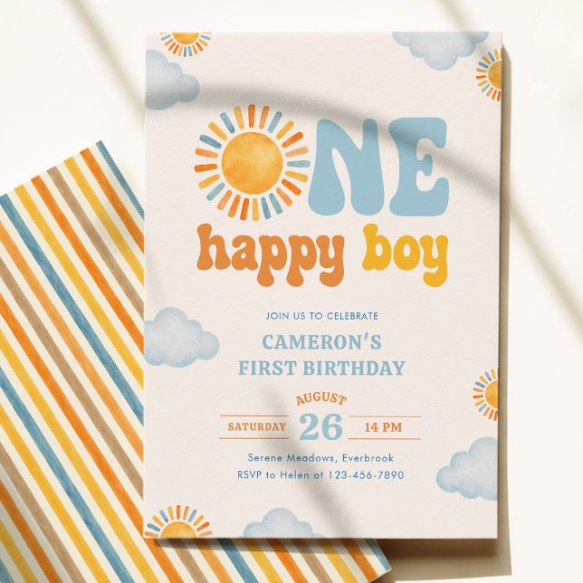 En Glad Pojke Solsken 1-årsfest  Inbjudningar (Skapare uppladdad)