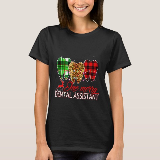 En glad tandläkarassistent Roligt julpresent För T Shirt (Framsida)