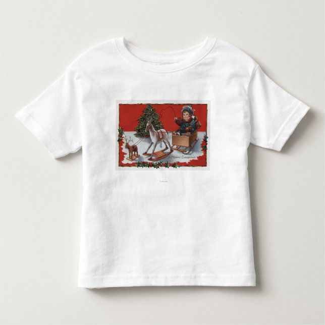 En glada ChristmasKid i enBoxas Sled T-shirt (Framsida)