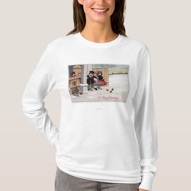 En glada ChristmasKids vid staket Tröja (Framsida)