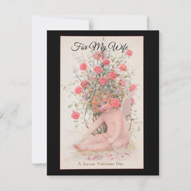 En glädjefull Alla hjärtans dag Kerub Anpassad Julkort (Framsida)