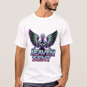 En glansig, metallisk ängel med vingar, Y2K-design T Shirt