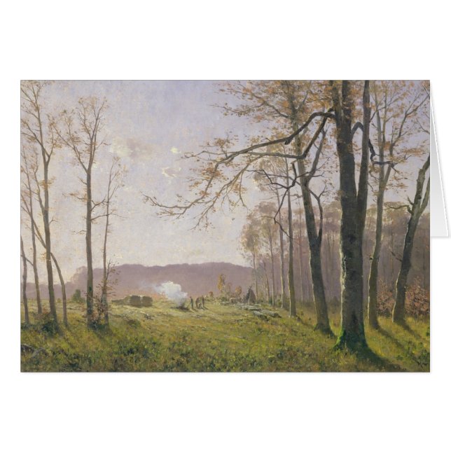 En glänta i en höstskog, 1890 hälsningskort (Framsidan Horizontal)