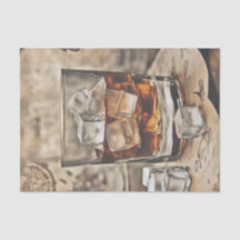 En glas bourbonwhisky decoupagepapper