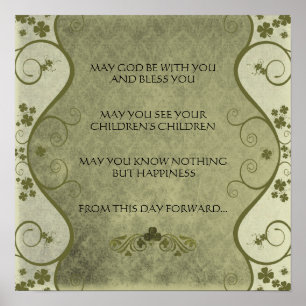 EN GLD IRISH BRÖLLOP Blating Distress Damask Poster