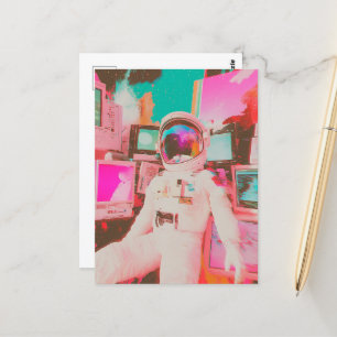 En glitch astronaut i de flesta nyp och blåsor vykort