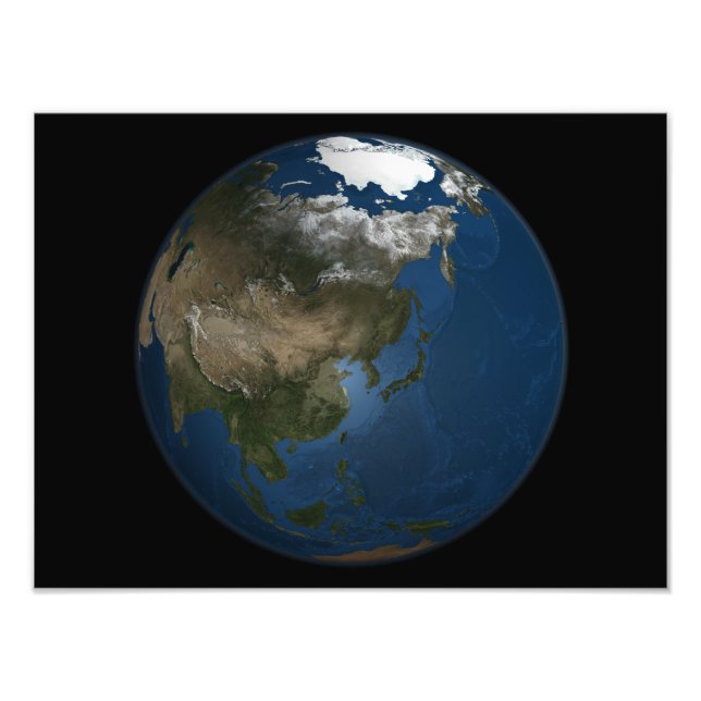 En global syn på Asien med arktisk is Fototryck (Framsidan)