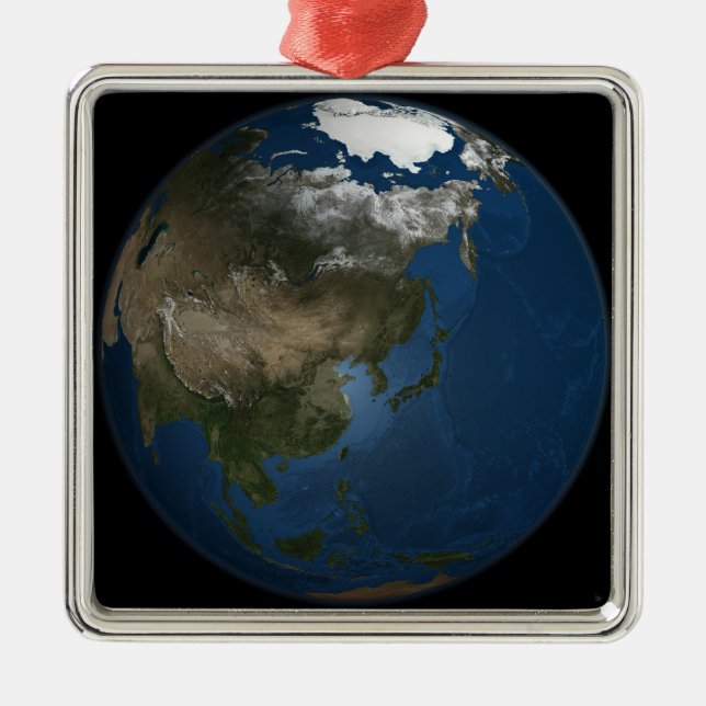 En global syn på Asien med arktisk is Julgransprydnad Metall (Framsidan)