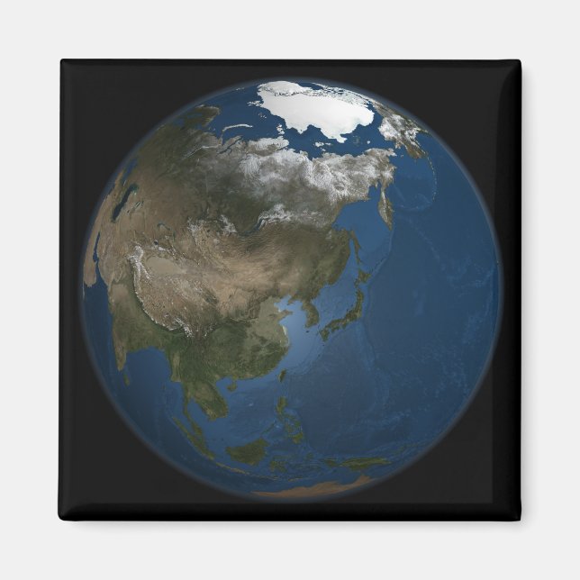 En global syn på Asien med arktisk is Magnet (Framsidan)