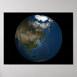 En global syn på Asien med arktisk is Poster