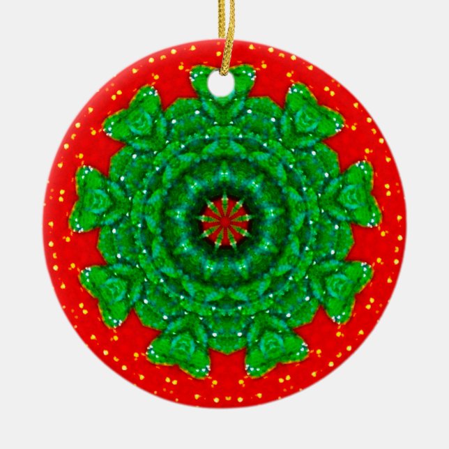 En gnistrande julfraktal julgransprydnad keramik (Framsidan)