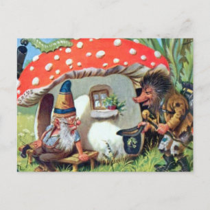 En Gnome som bor i ett svampstuga Vykort