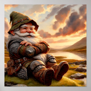 En Gnome Warrior Posing för kameran Poster