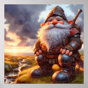 En Gnome Warrior Posing för kameran Poster
