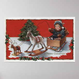 En god julKid i en Soap Box Sled Poster