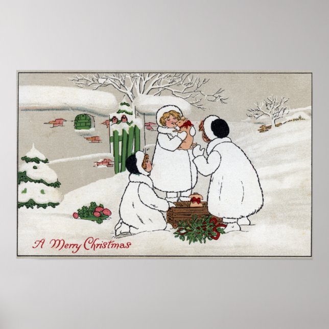 En god julPersoner som håller grisar Poster (Framsidan)