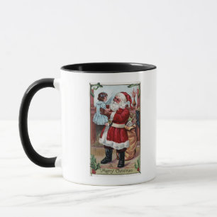En god julSanta Holding Girl i Blue Mugg