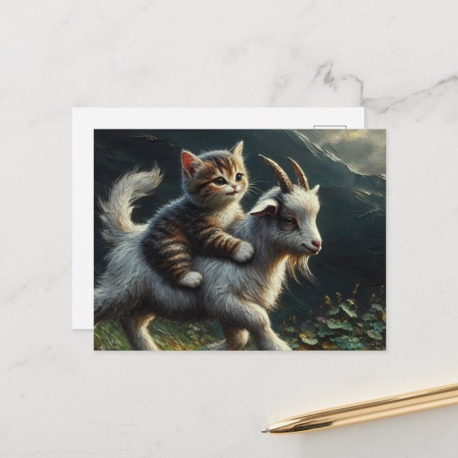 En god katt som kör på en get vykort (Fram/Back In Situ)