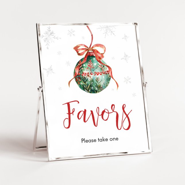 En god, liten babystövel poster (Merry Little Christmas Ornaments Baby Shower Favors Sign)