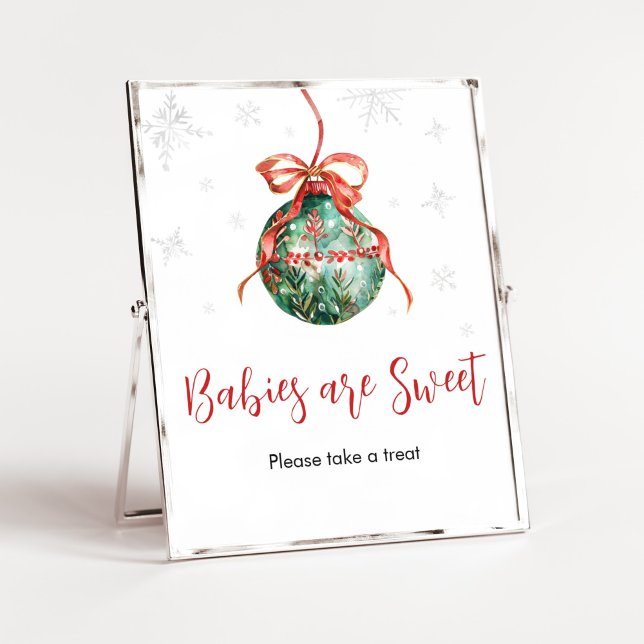 En God Little jul Spädbarn är Sweet Poster (Merry Little Christmas Ornaments Baby Shower Babies are Sweet Sign)