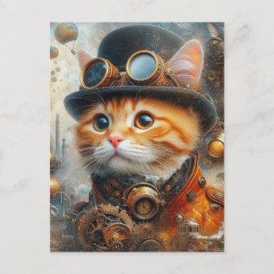 en god steampunk katt vykort